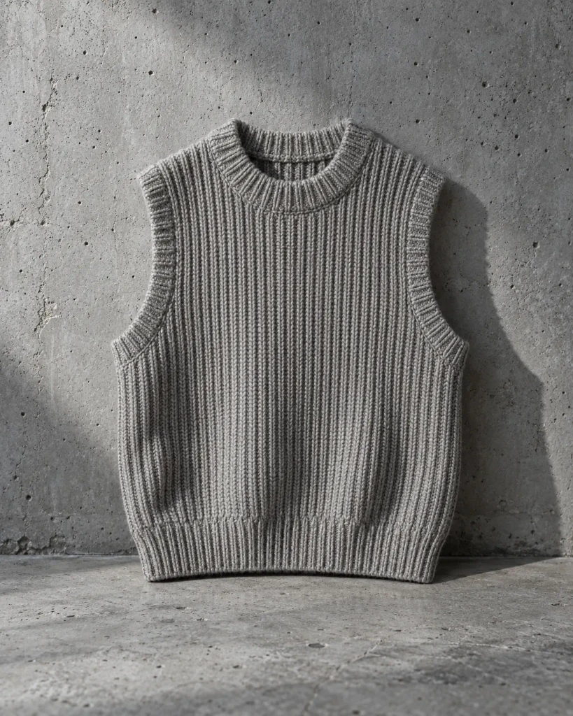 Rib Knit Vest, Stone