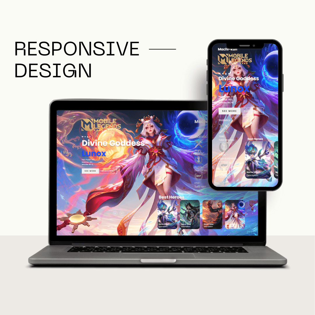 Gaming profile website mockup