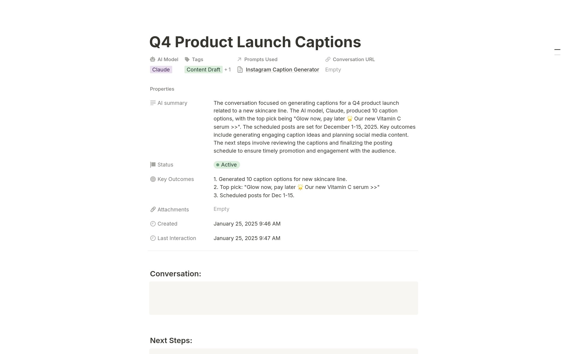 Conversation example screenshot