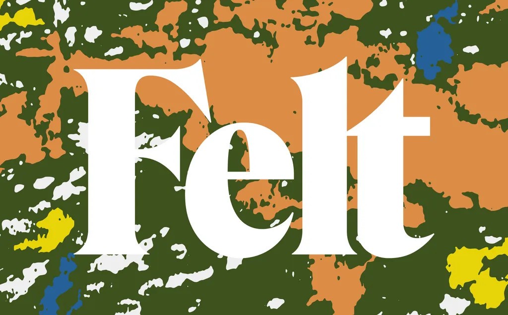 Designed by Adam Ho, Felt’s brand identity reflects elements of traditional map coloring and topography