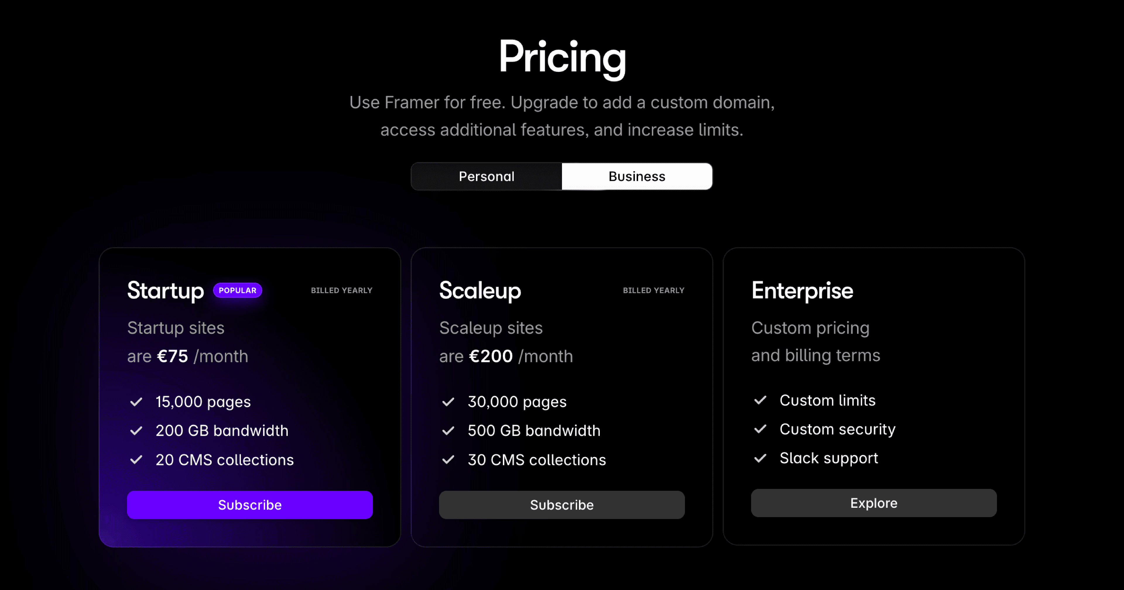 Framer Pricing Plans