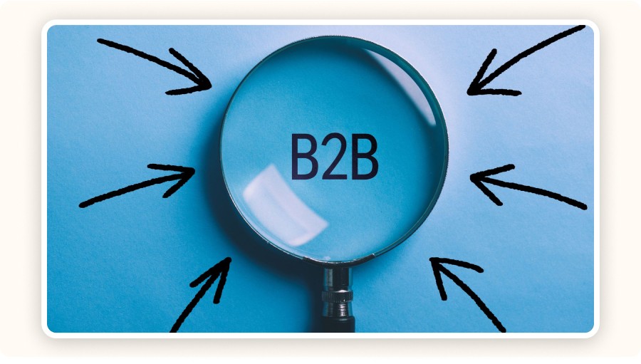 magnifying glass highlighting B2B