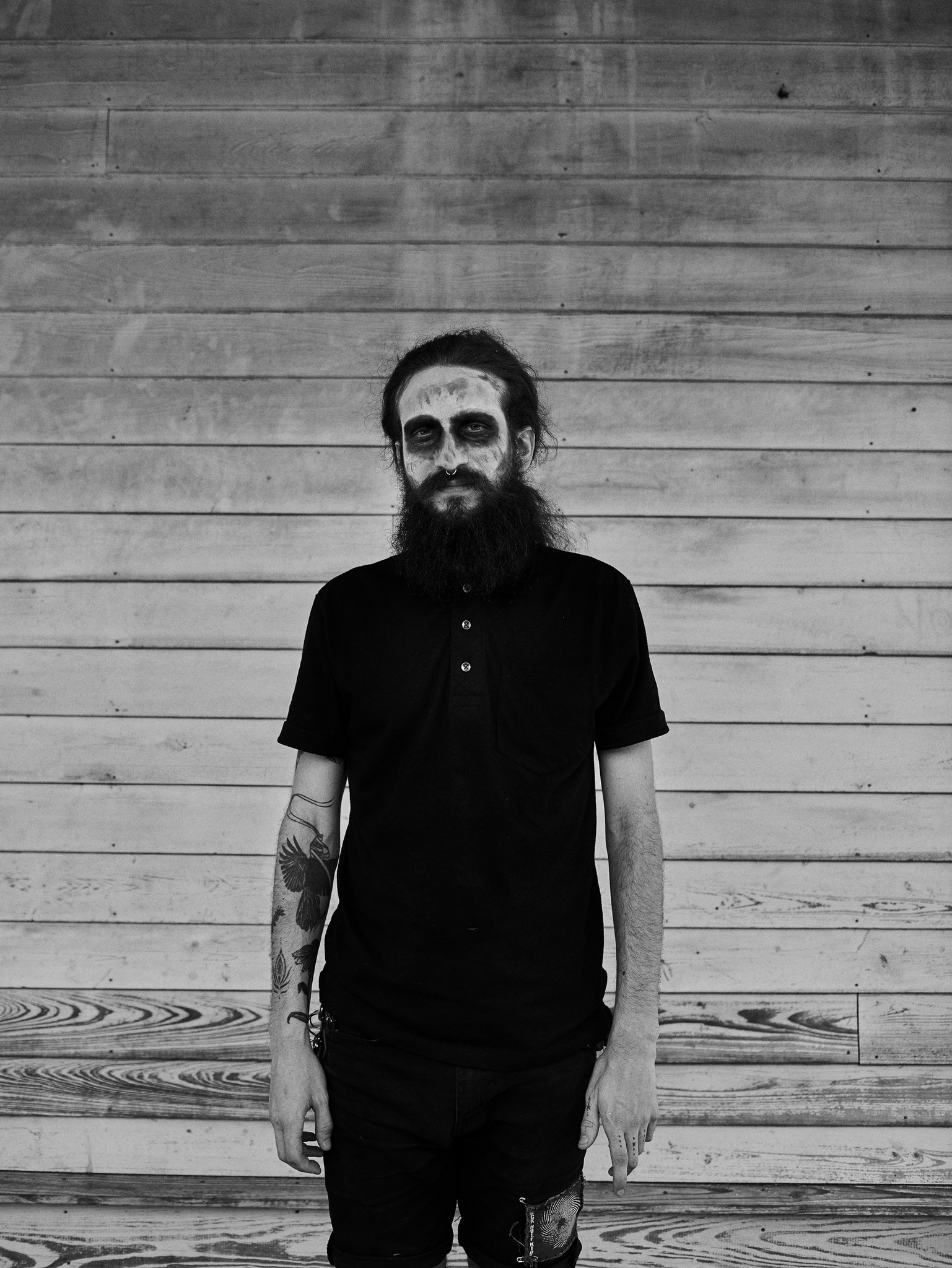 Black and white portraits of young alternative, romantic, goth, freak, punk and metal character against a textured New Orleans backdrop. 