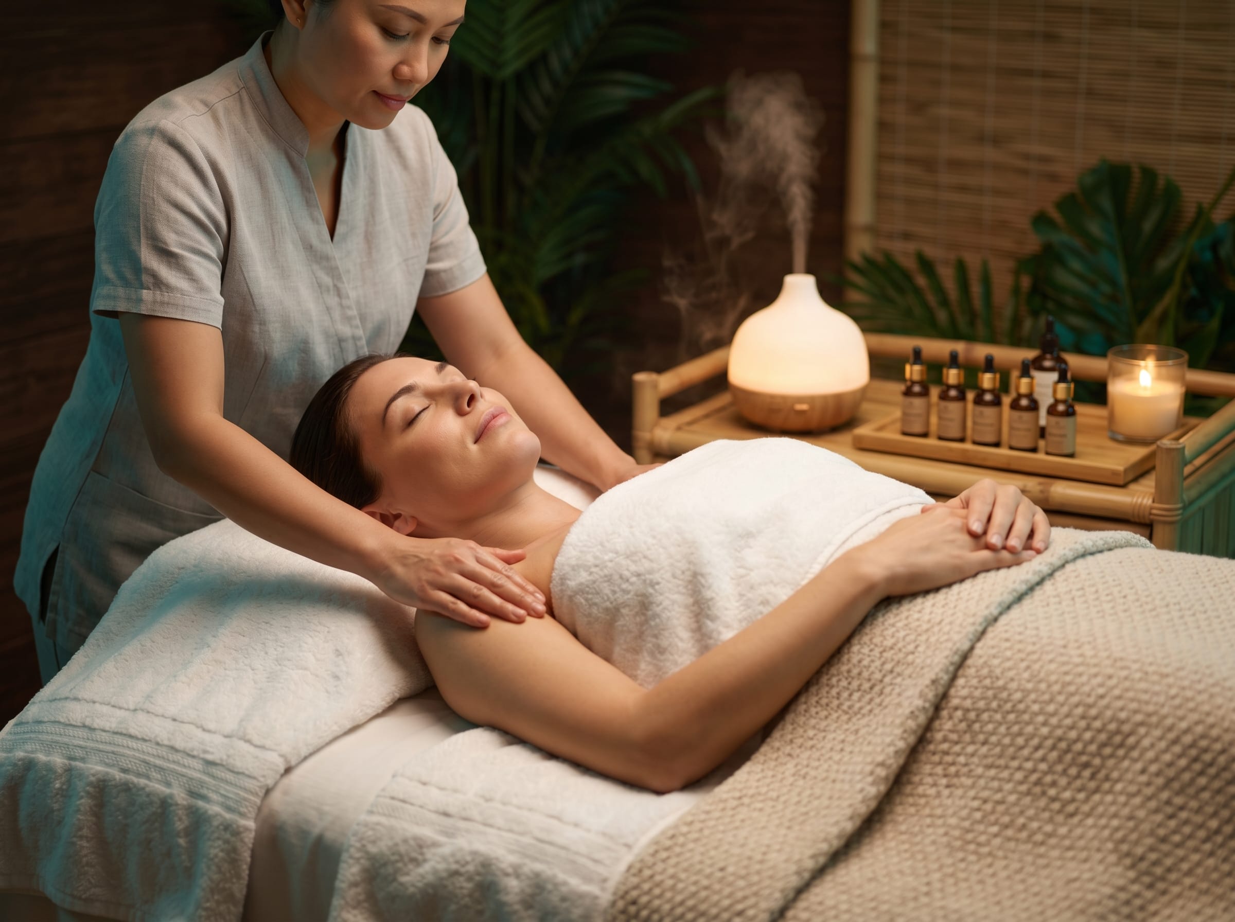 Relaxing herbal wellness massage session