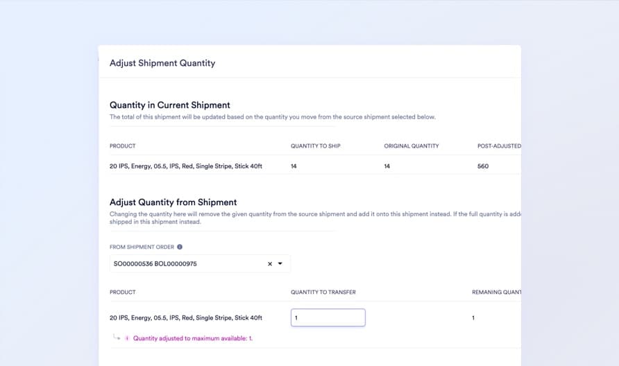 Partial shipment management