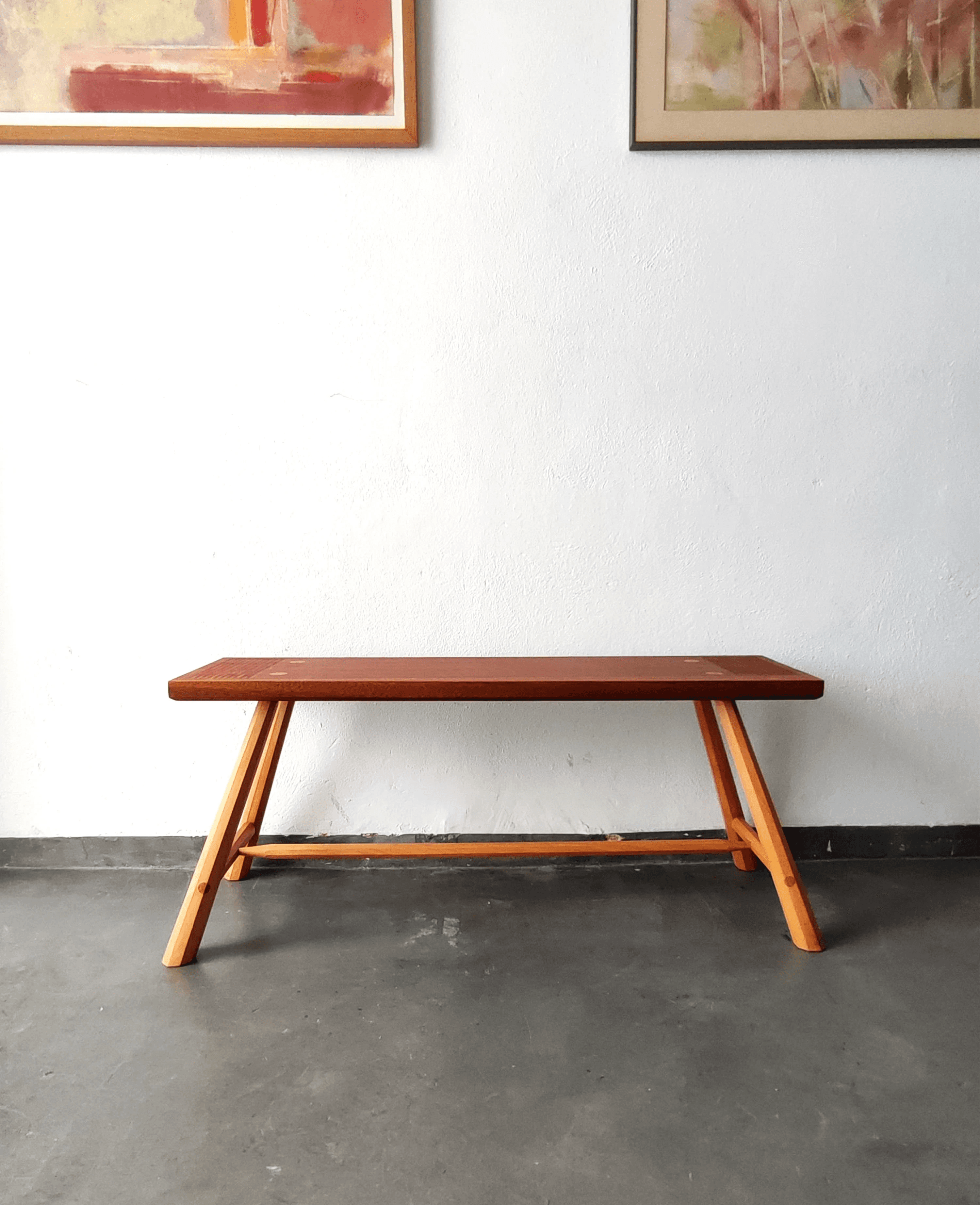 banco de madera artesanal 