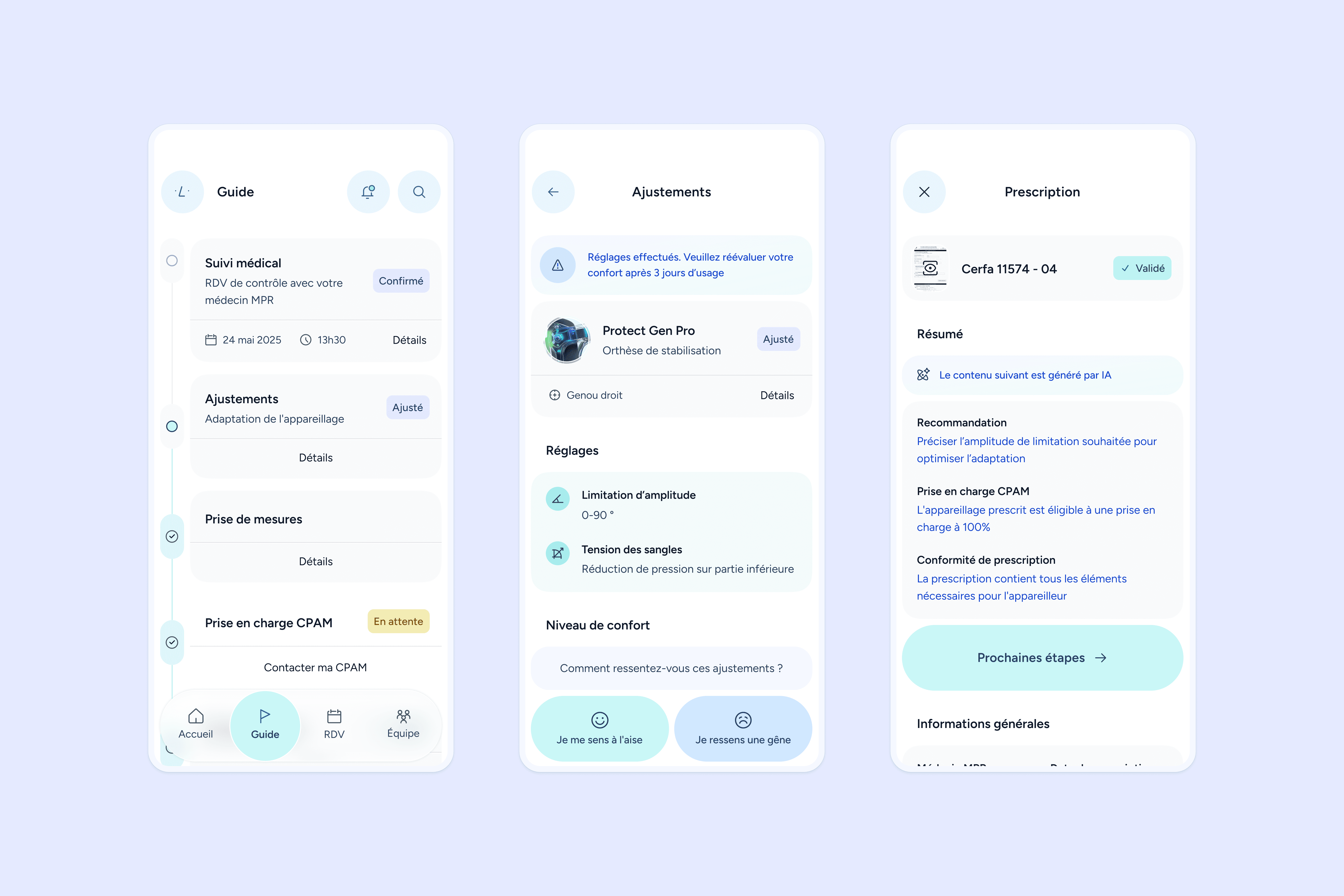 Ailia app Flows Guide adjustment and prescription analysis 