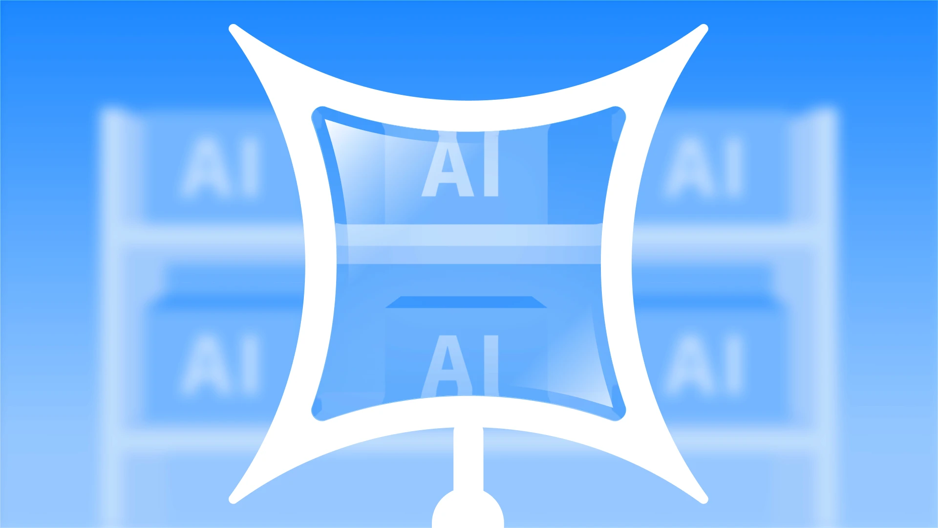 A magnifying glass prioritizing one stable AI outcome, illustrating how a deliberate approach can identify simple, durable AI tools that support MSP workflow efficiency without introducing cost volatility or operational complexity.