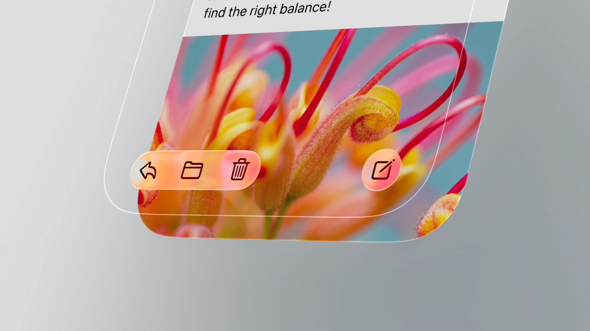 iPhone app UI blown out to show the toolbar as a separate Liquid Glass layer than the content beneath it.
