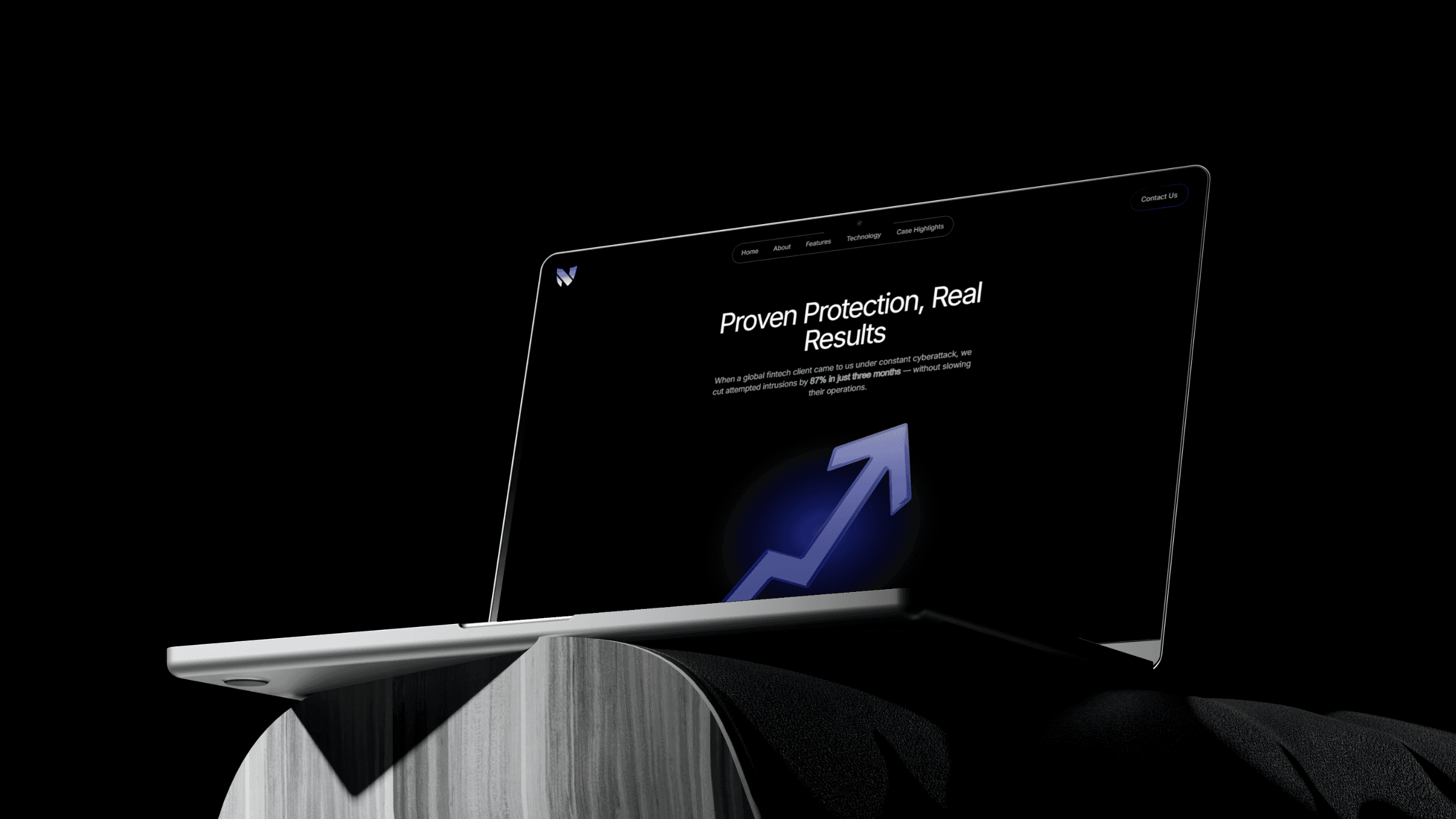 A mockup of the Nexora Systems website on a laptop screen.