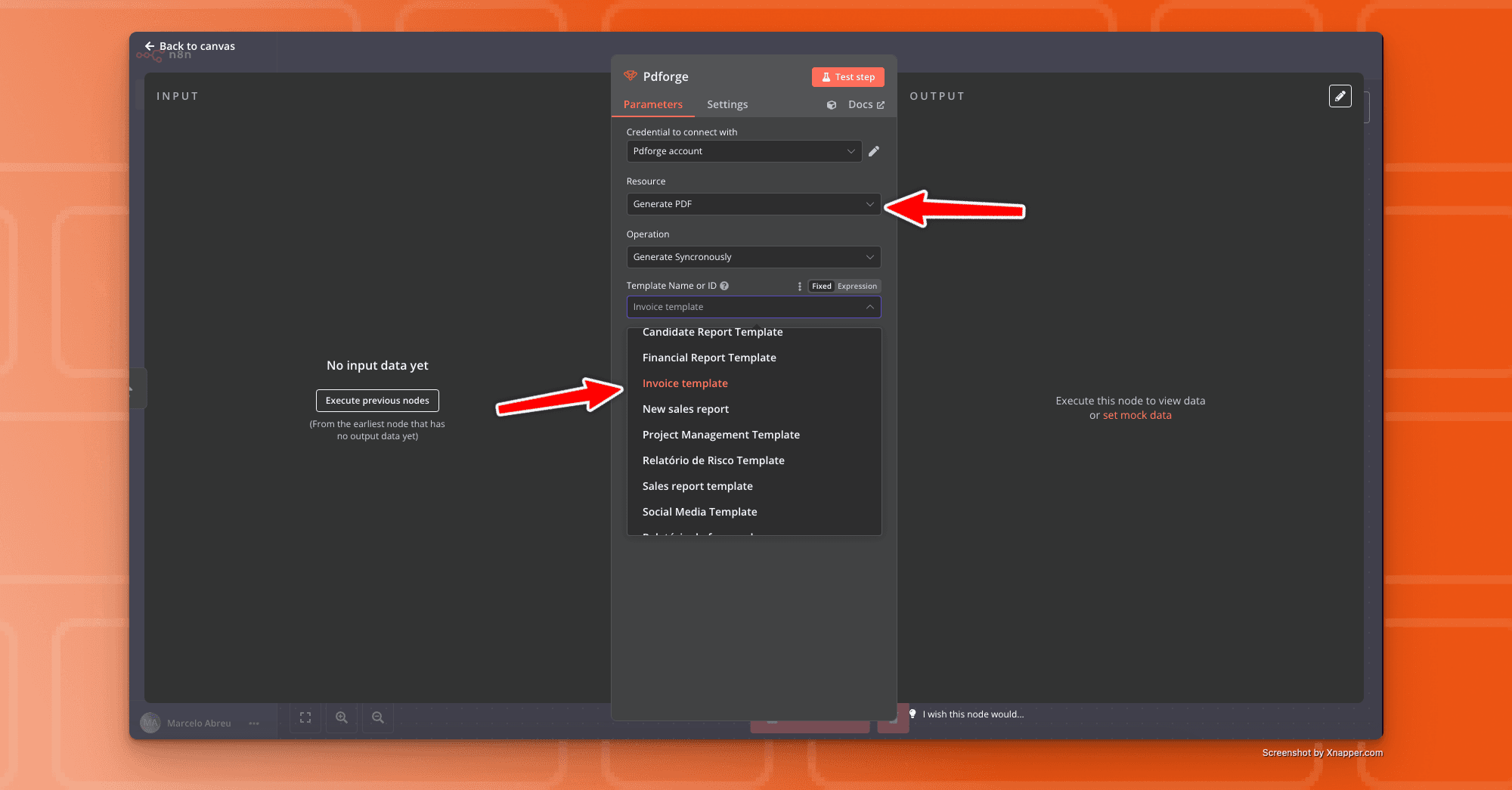 GIF inserting params into pdforge node on n8n