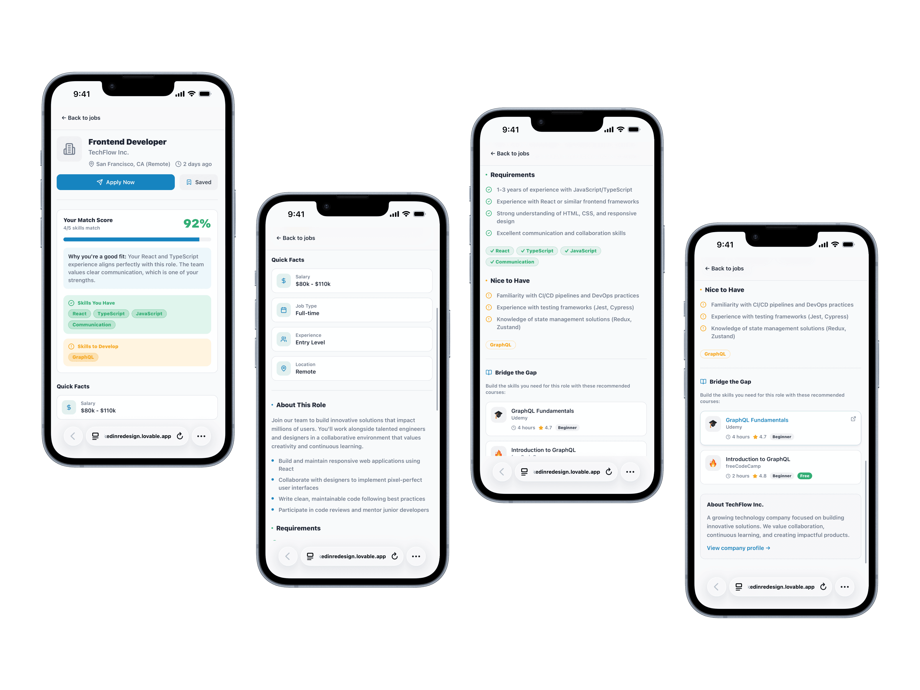Mockup of job details screen