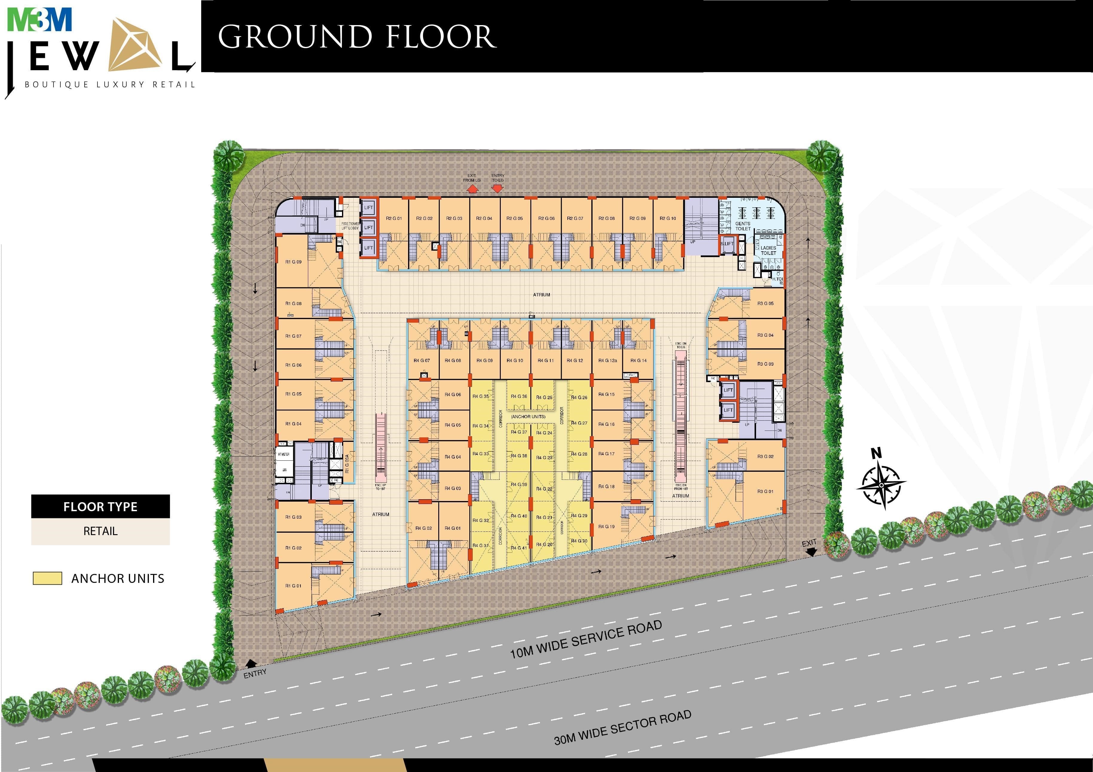 M3M Jewel Ground Floor Plan
