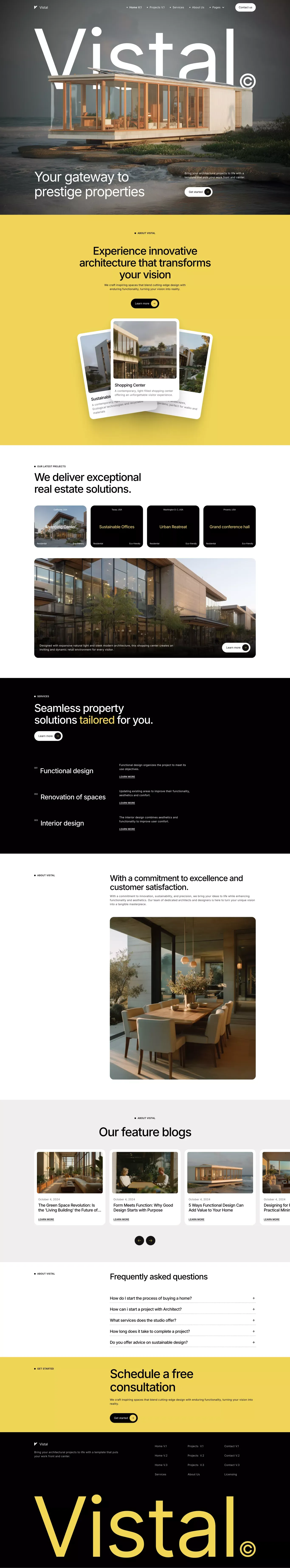 Vistal  –  Webflow HTML website template portfolio page screenshot showcasing Architecture and Design design