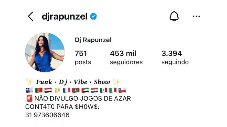 Perfil de Instagram de hóspede influencer  - Sítio A&J