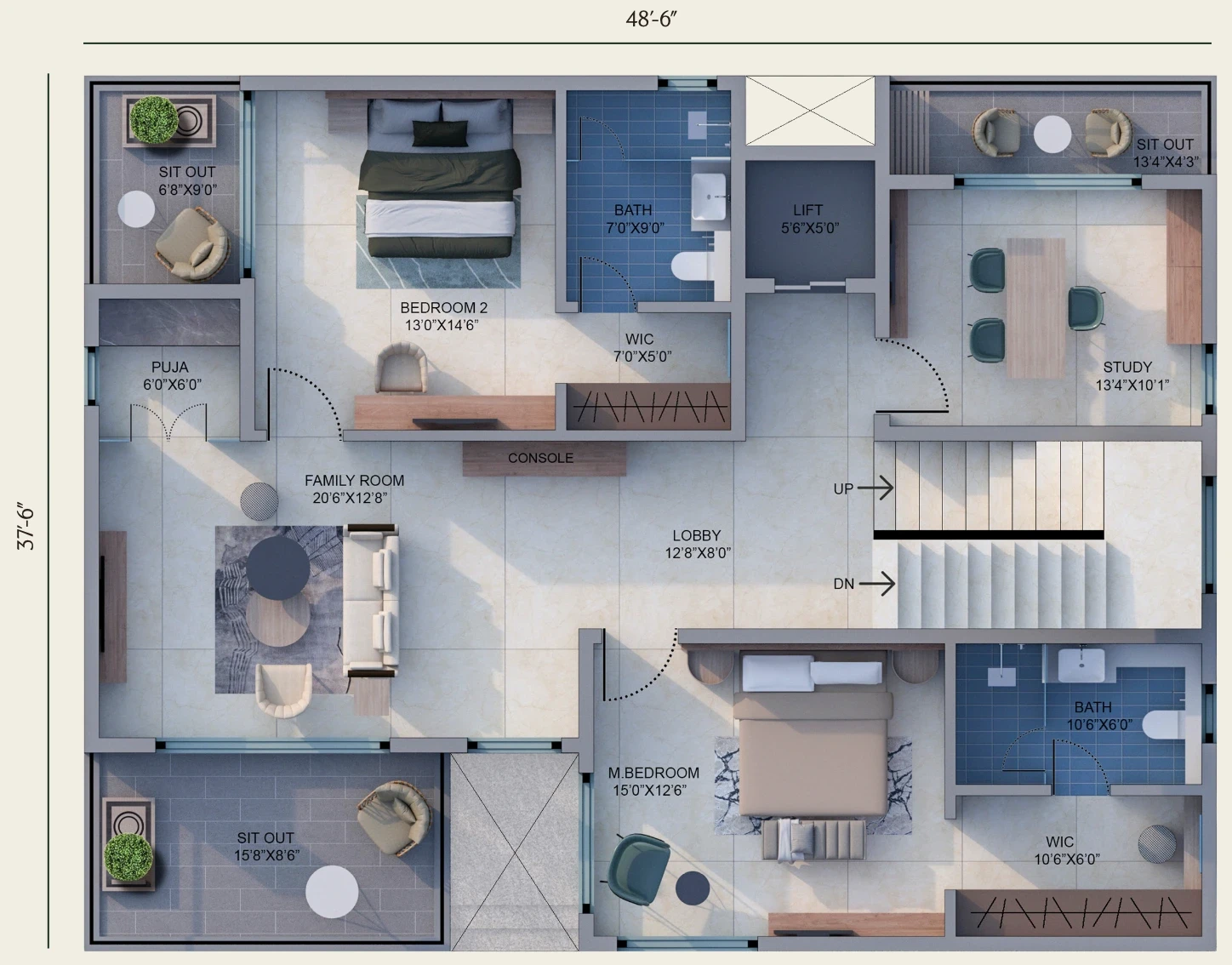 West Facing — First Floor Plan