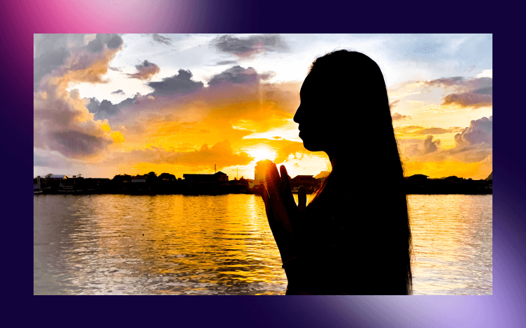 Woman praying for forgiveness of her sins.