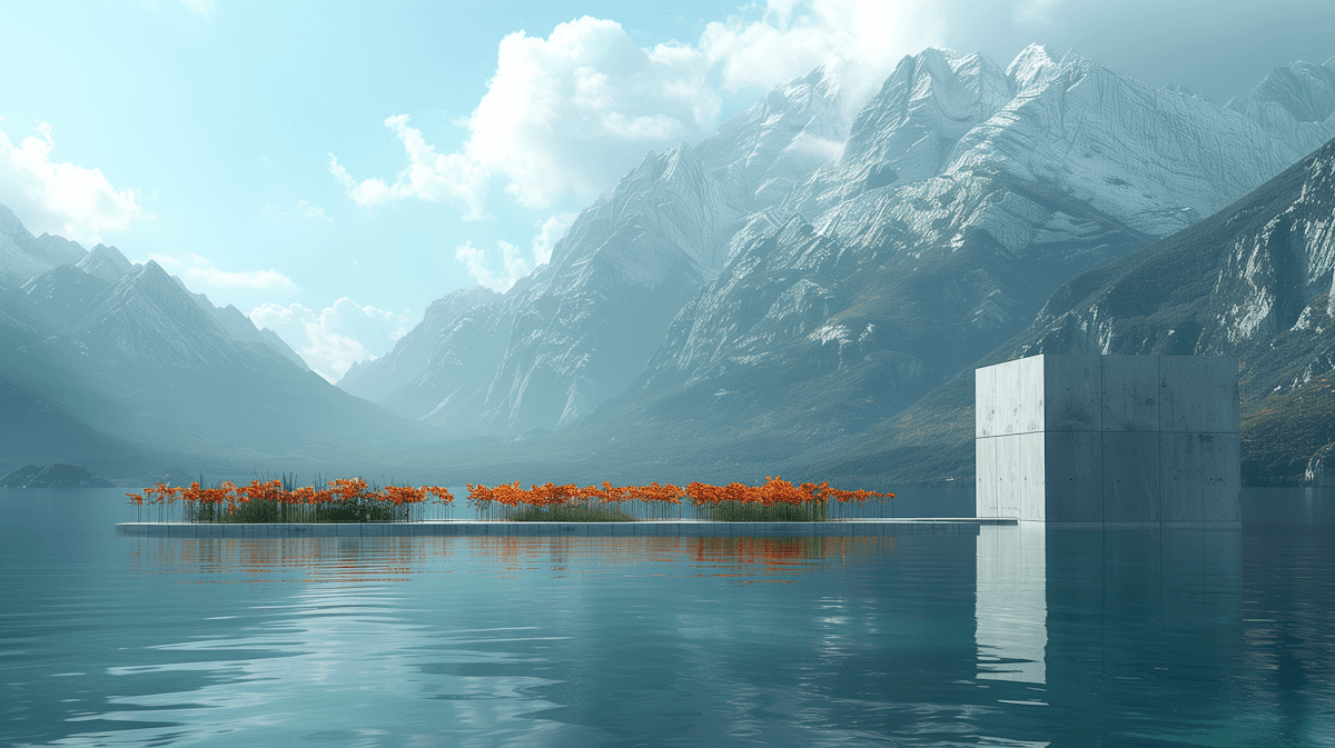 Garden at the middle of the lake