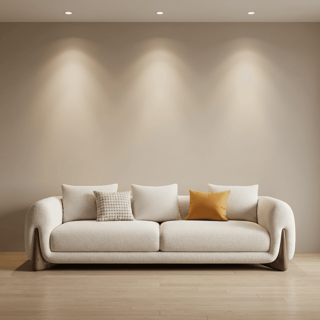 Luxury custom furniture showcased through a classic tufted three‑seater sofa in an elegant living room setting