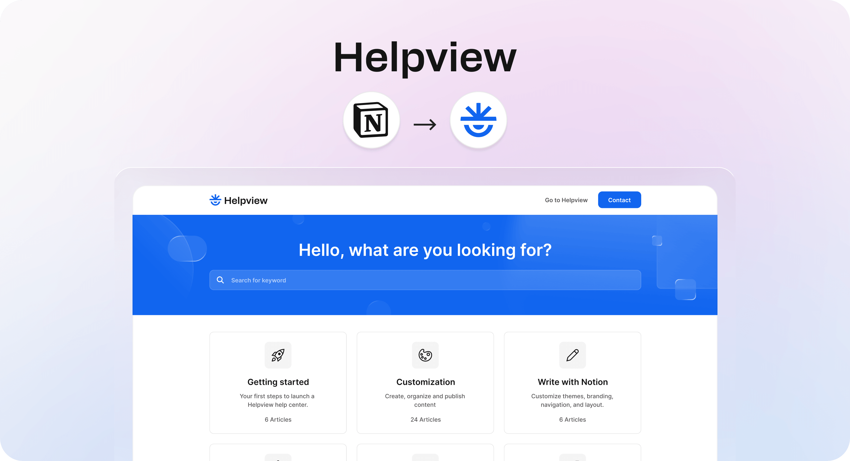 Helpview turns Notion content into a customer-facing help center