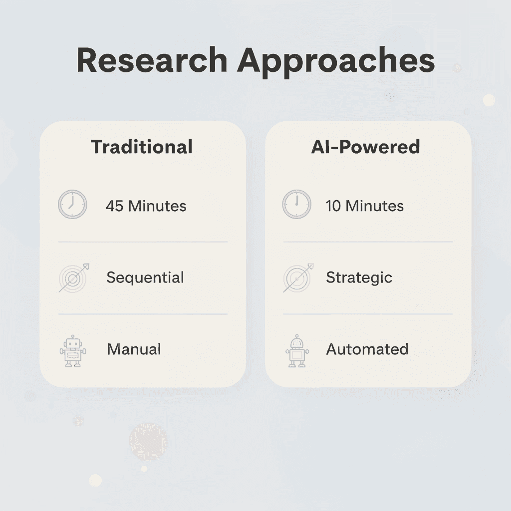 Comparison of traditional vs AI-powered research approaches