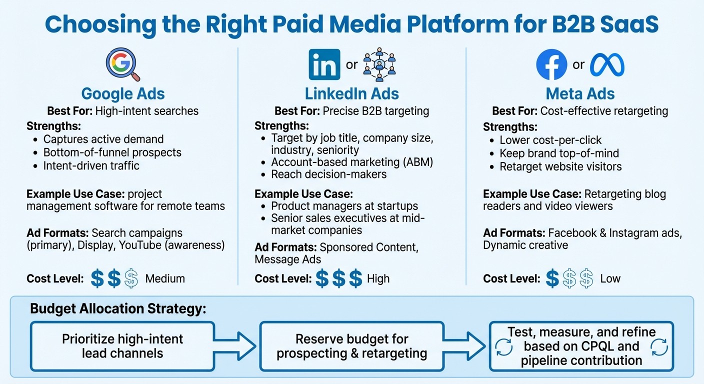 B2B SaaS Paid Media Platform Comparison: Google Ads vs LinkedIn vs Meta