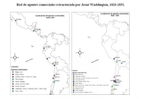 Red de agentes comerciales estructurada por Josué Waddington, 1820-1851