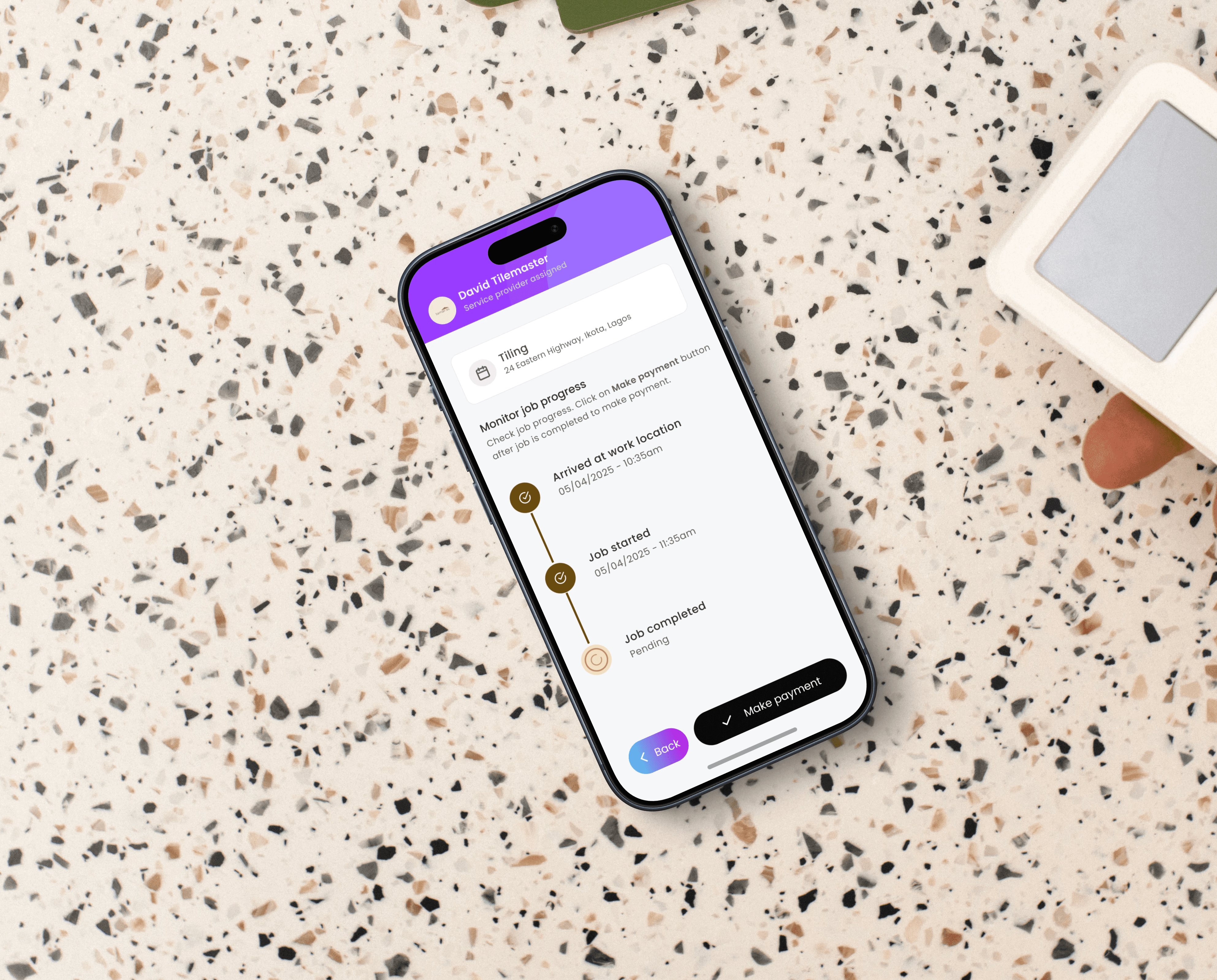 Job Progress Tracking Screen