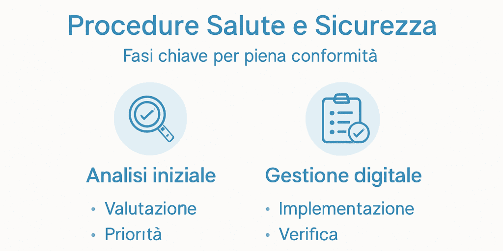 Infografica sulle principali tappe delle procedure per la tutela della salute e della sicurezza