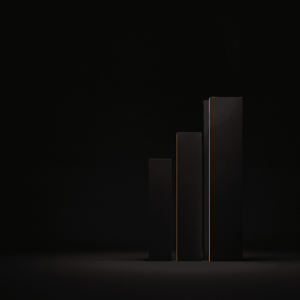 Single orange vertical line of light against deep black architectural void