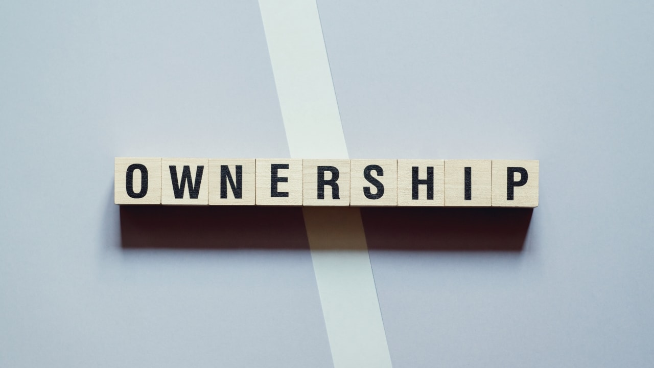 Set of wood blocks that spell the word "ownership".