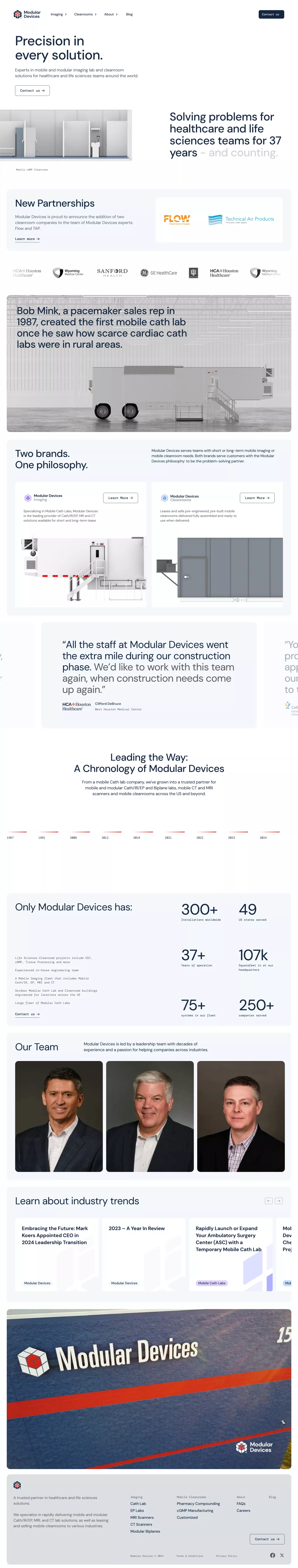 Mobile Imaging Labs and Cleanrooms landing page screenshot showcasing Medical design