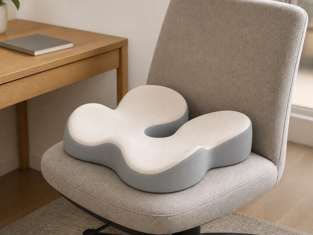 Illustration: on an office chair, channel toward the backrest.