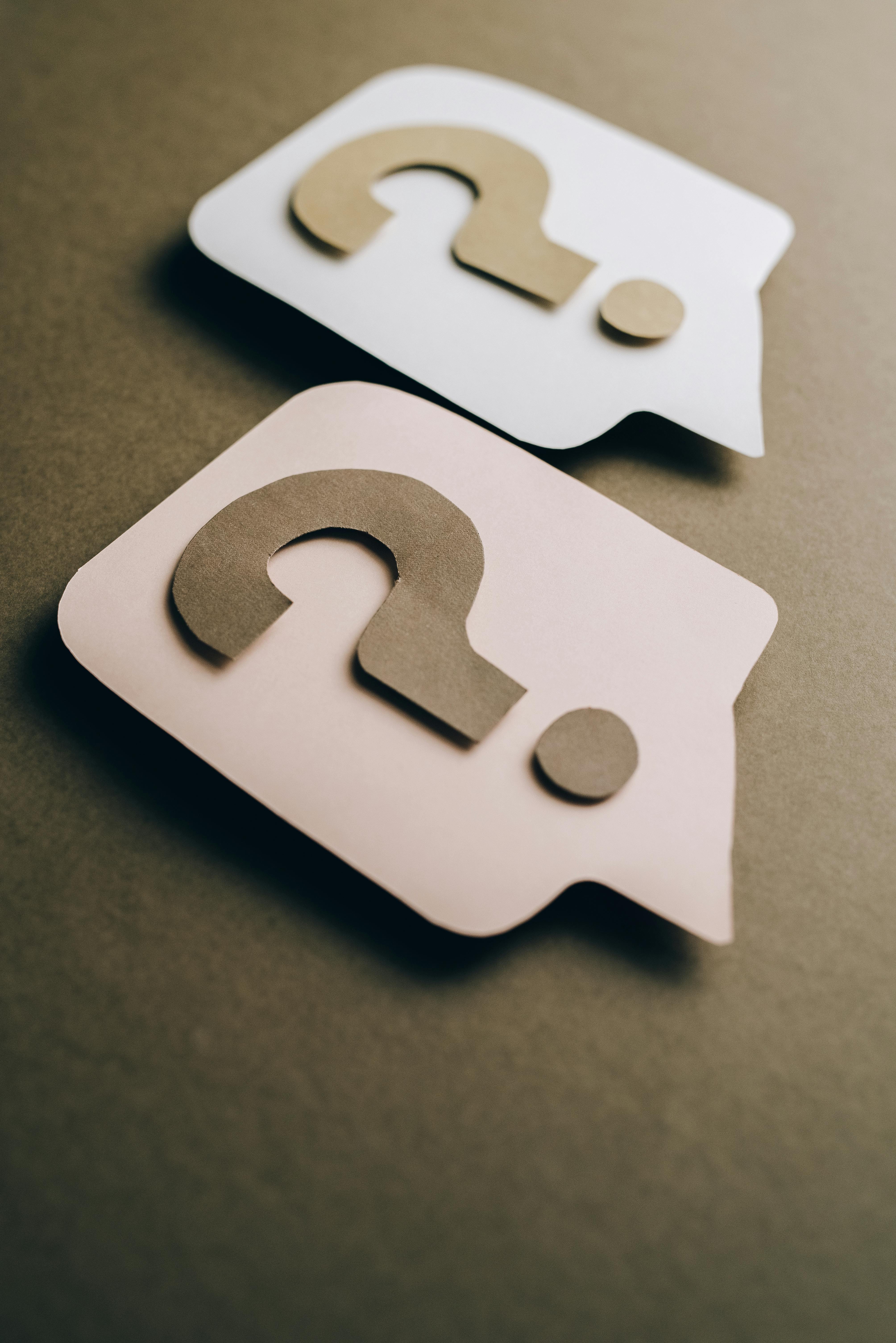 grey question mark signage