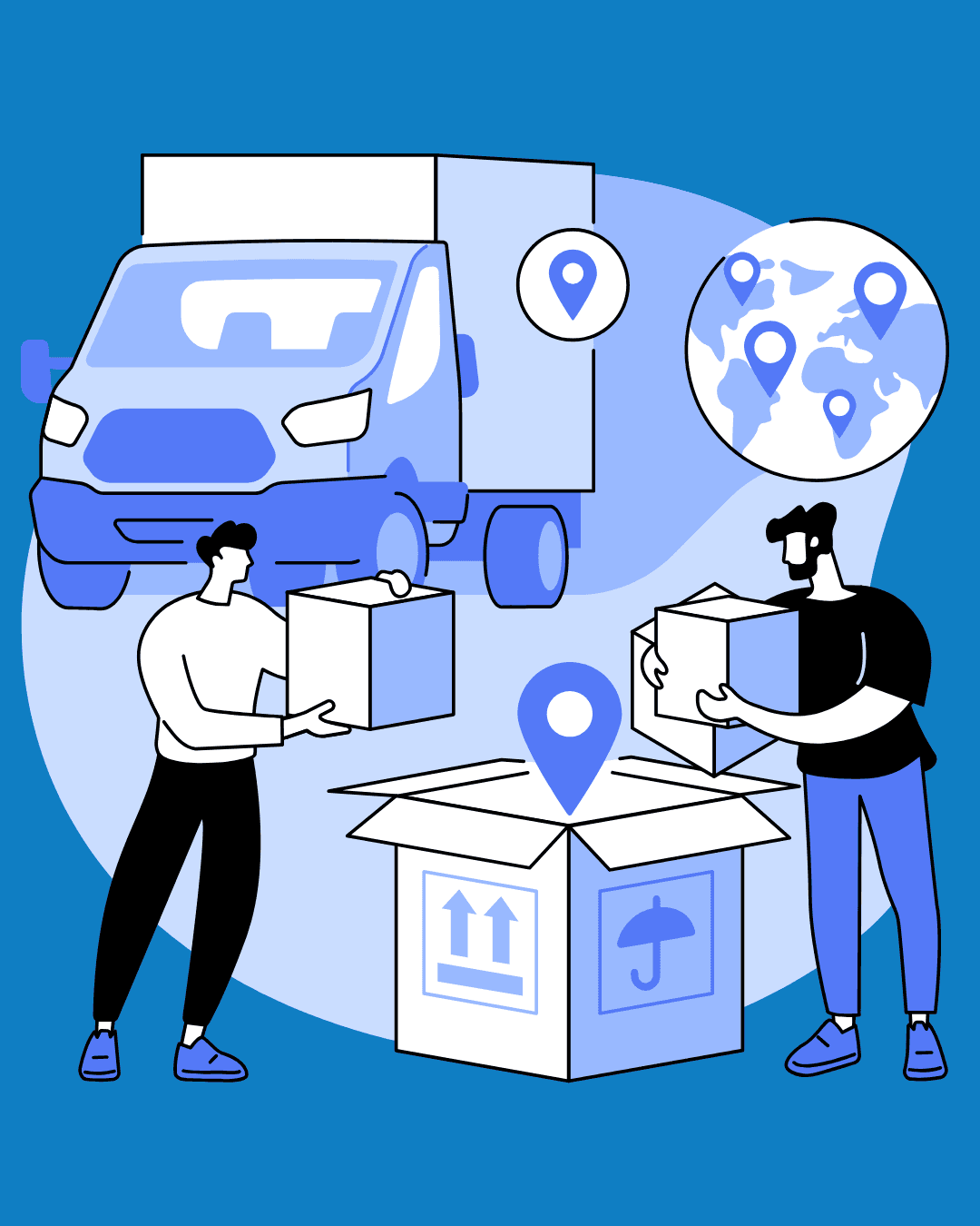 Abstract illustration of a network of connected icons