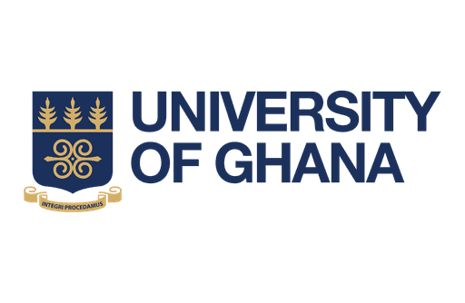 University of Ghana logo featuring a blue and gold crest with stylized text.