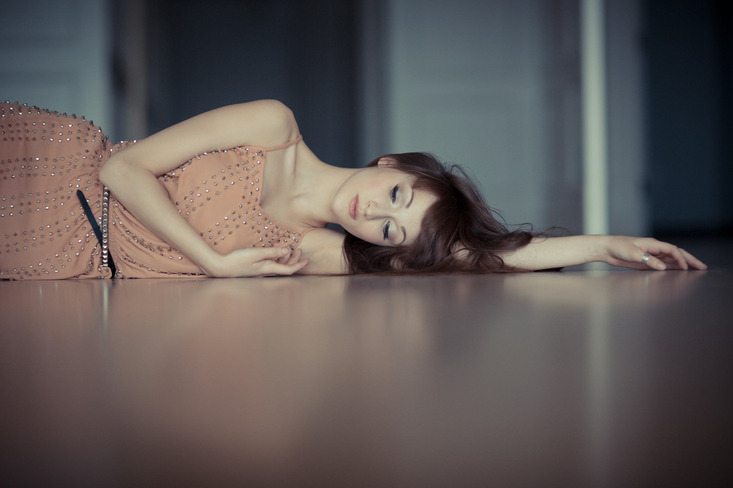 Girl Laying on Floor - Preppy Dresses