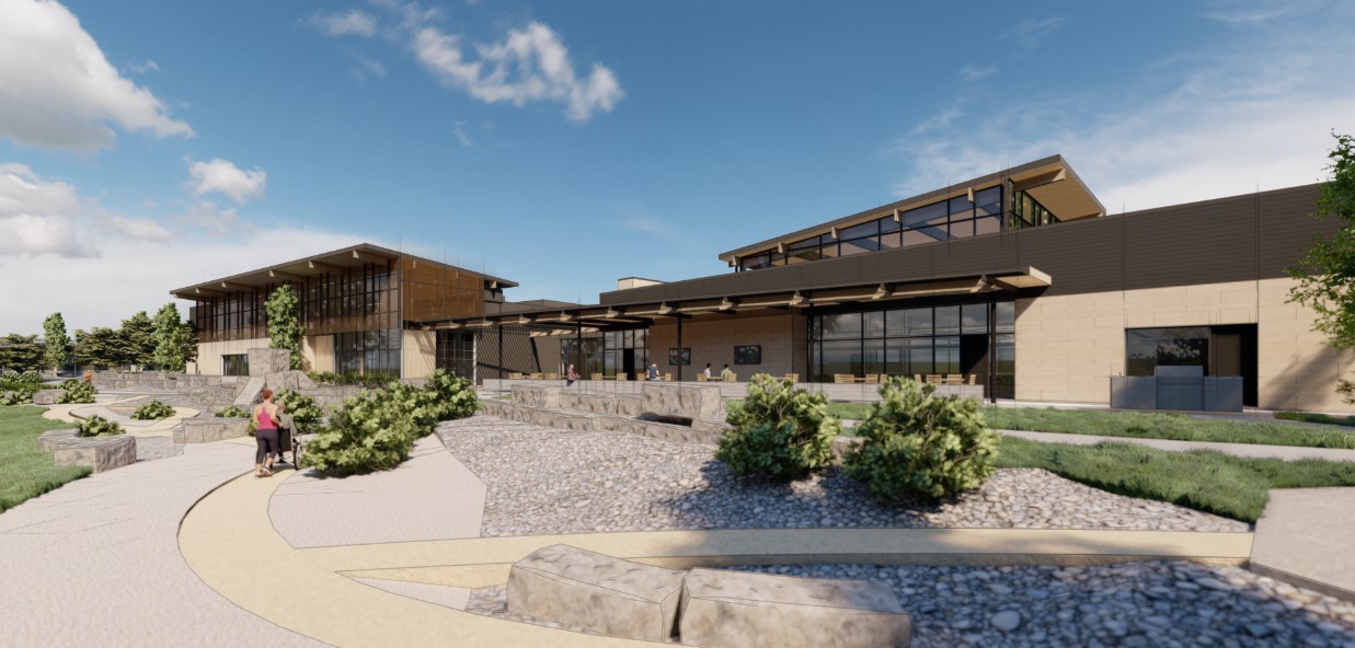 Rendering of the back of the Idaho Outdoor Fieldhouse
