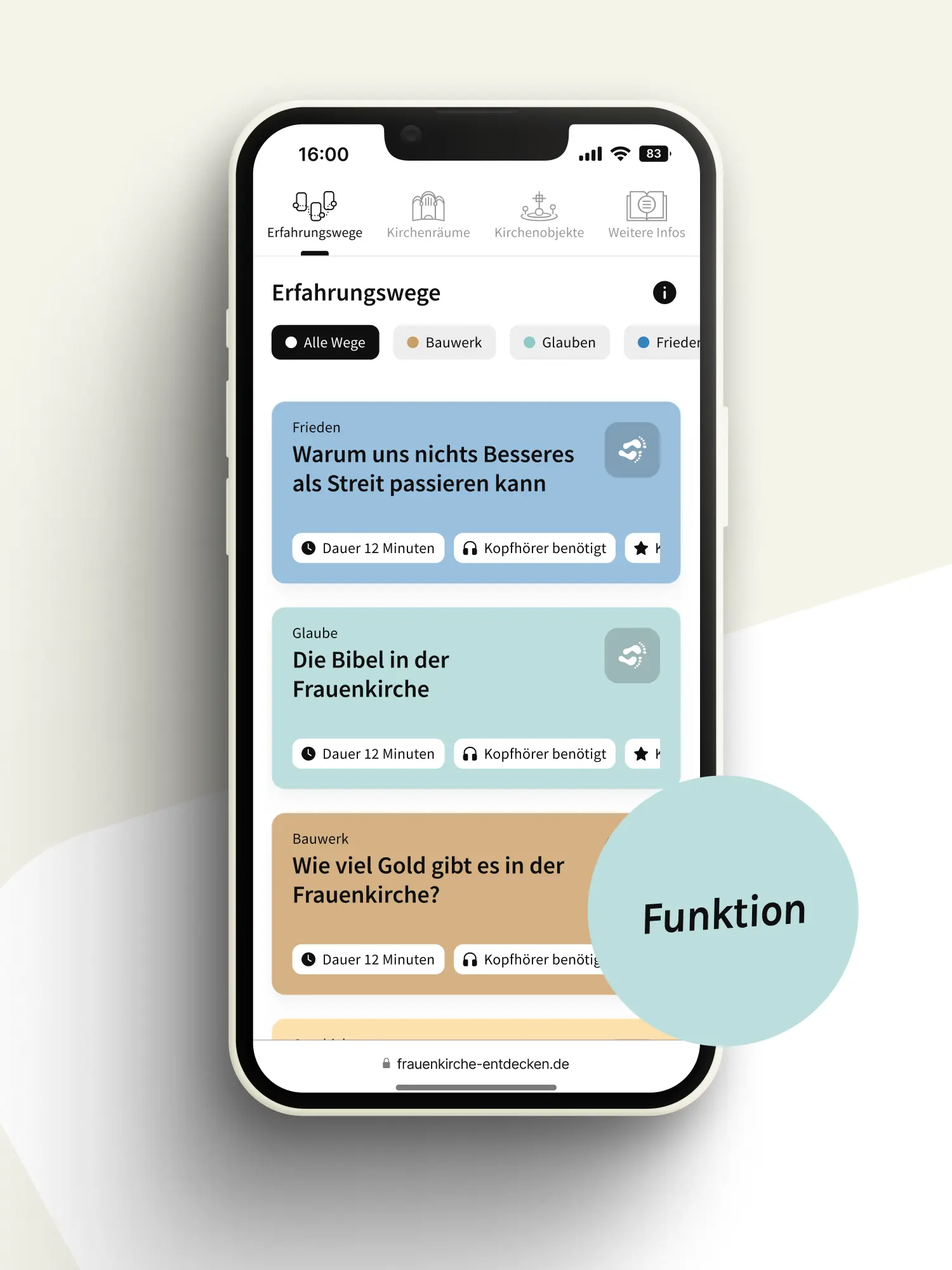 Smartphone Übersicht der Erfahrungswege mit Filterchips, Label „Funktion“