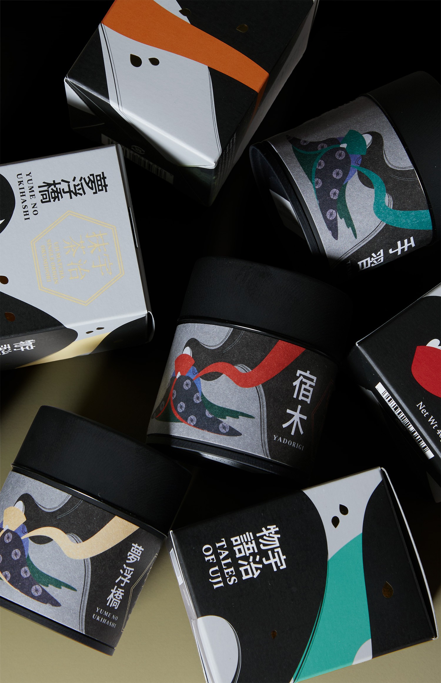 Close up of the Yadorigi illustration on the Tales of Uji tea label.