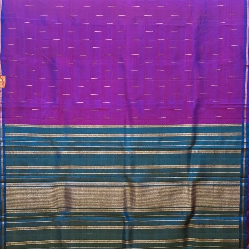 Magenta and Peacock Blue Kanchivaram Silk Saree