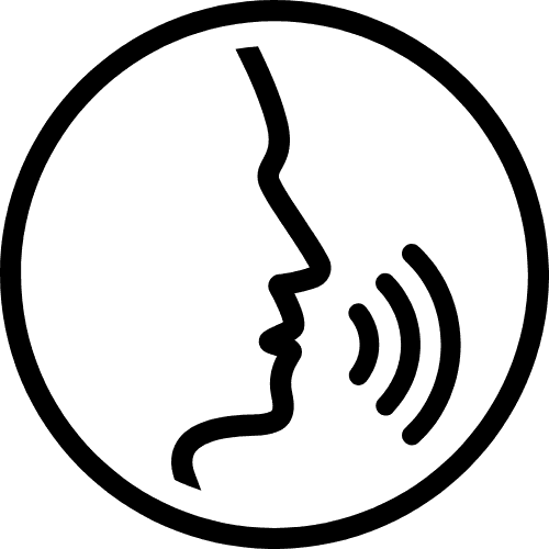 Un dibujo de una persona hablando