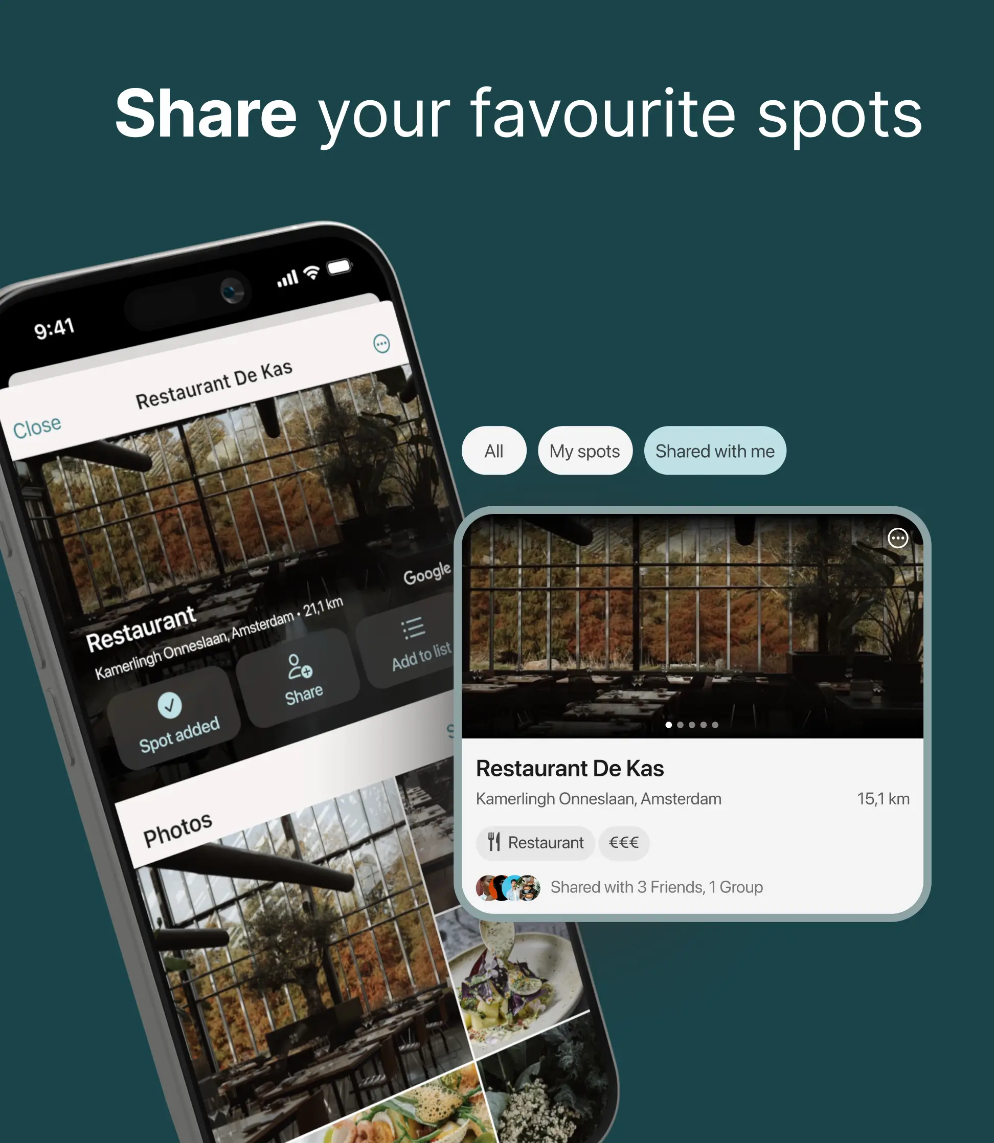 Sharing functioanlity showcased in device and in a separate UI component
