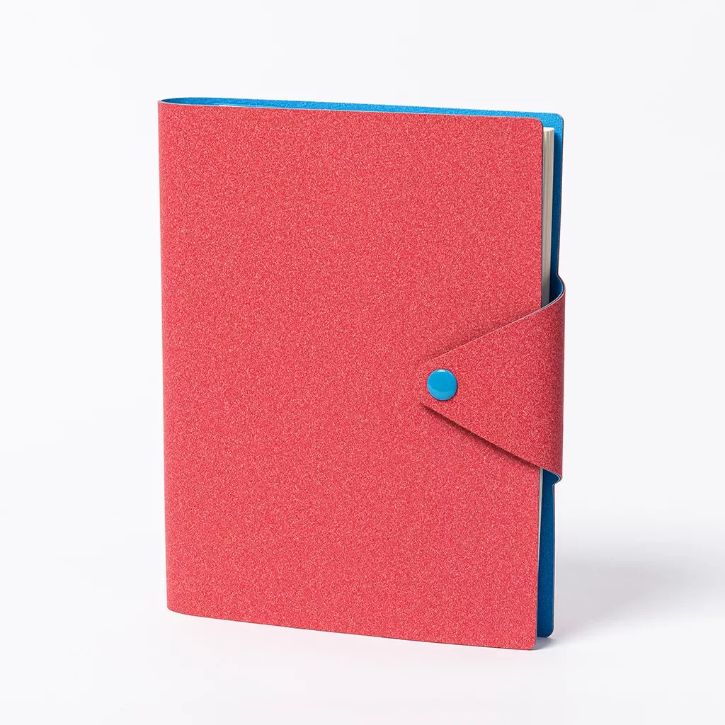 A5 soft touch spiral journal with button flap custom branded