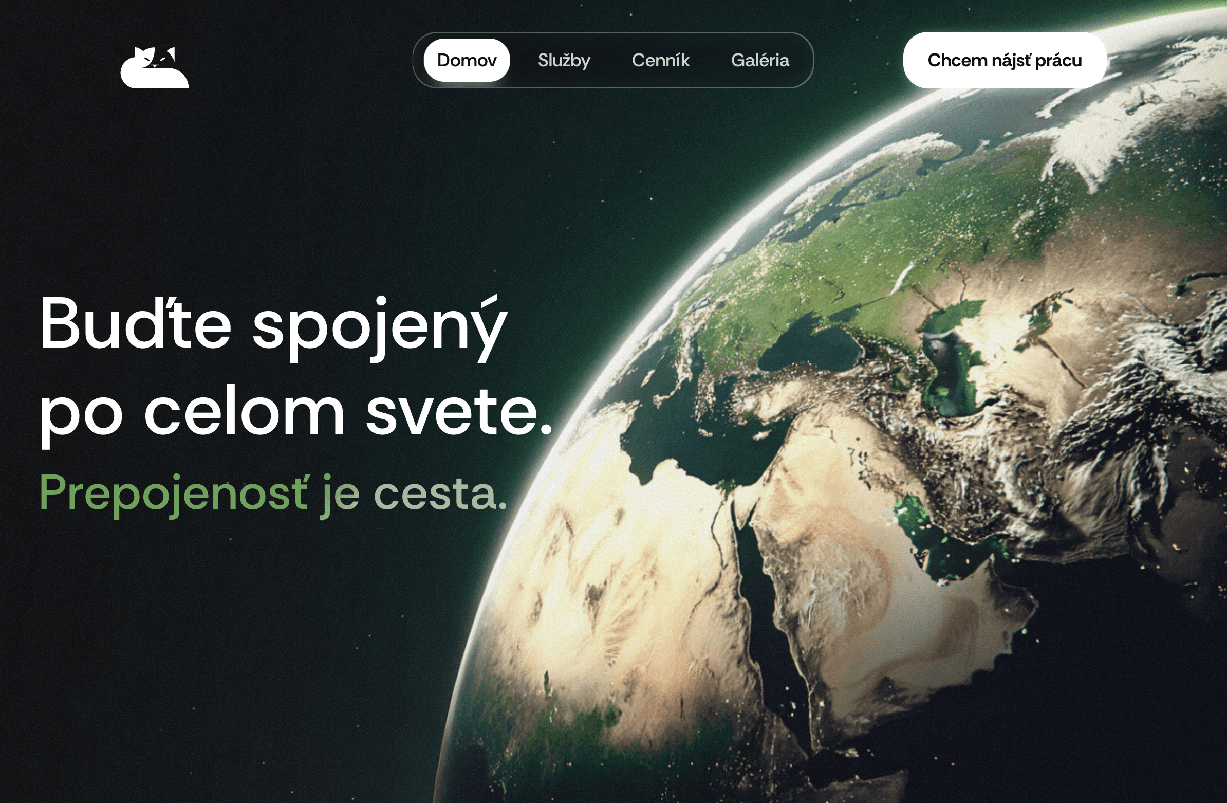 webstránka a na pozadí je obrázok Zeme