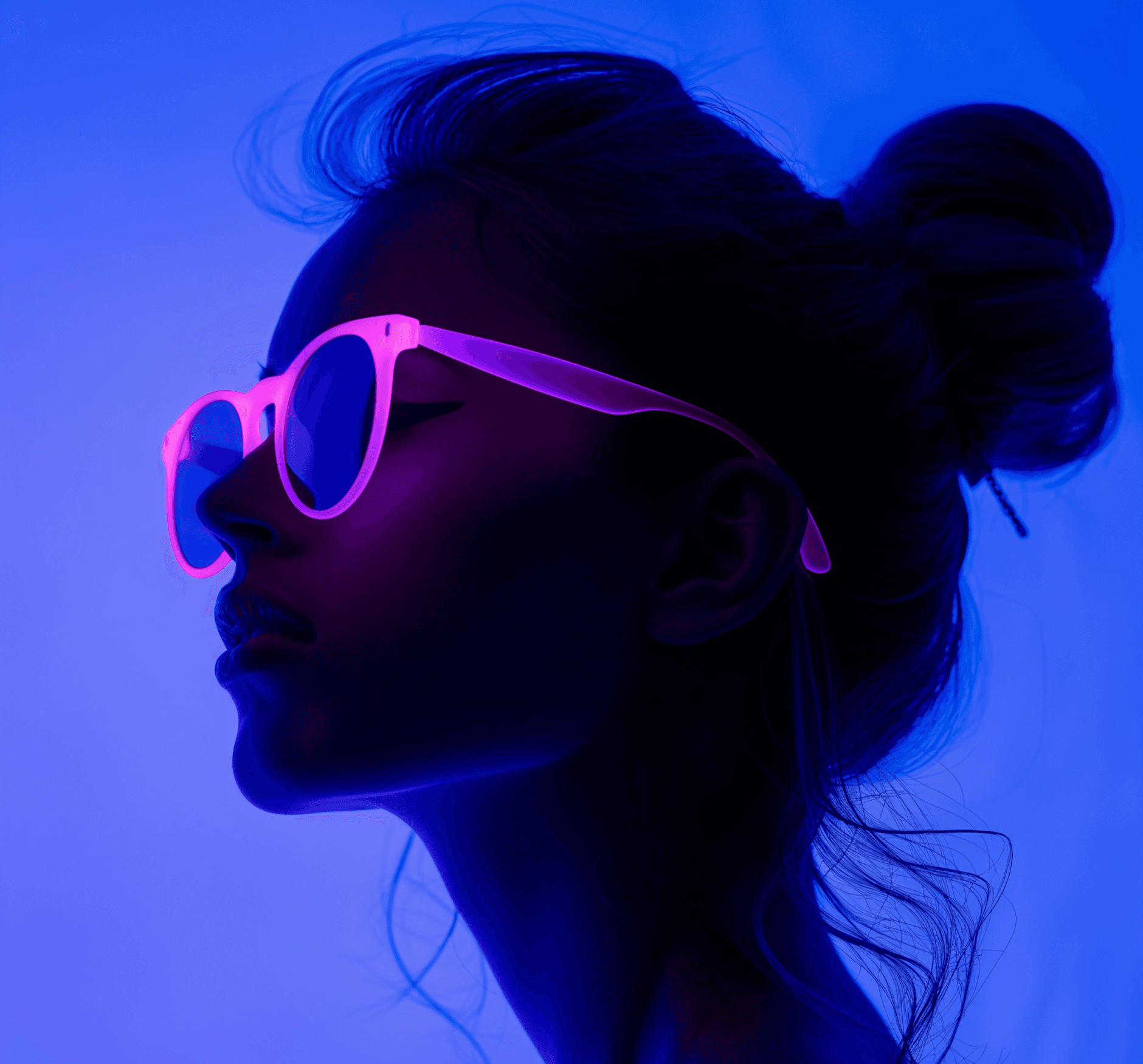 A girl with blue background