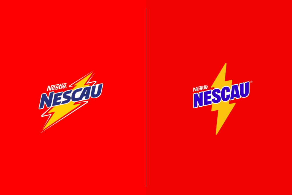 Imagem mostra marca da Nescau antes e depois do brand refresh.