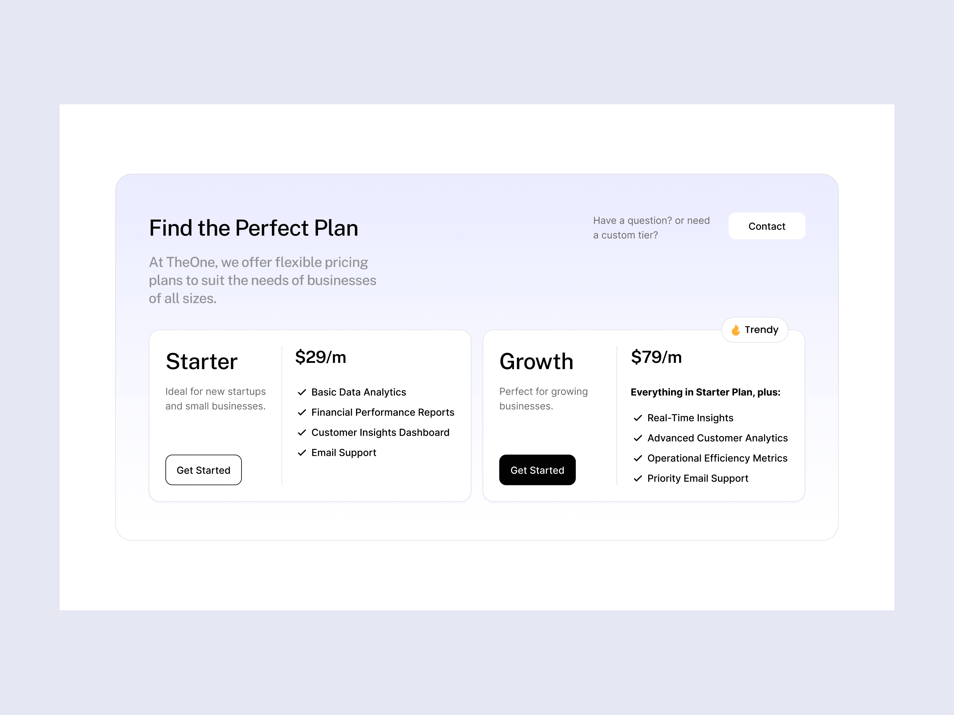 SAAS pricing section design