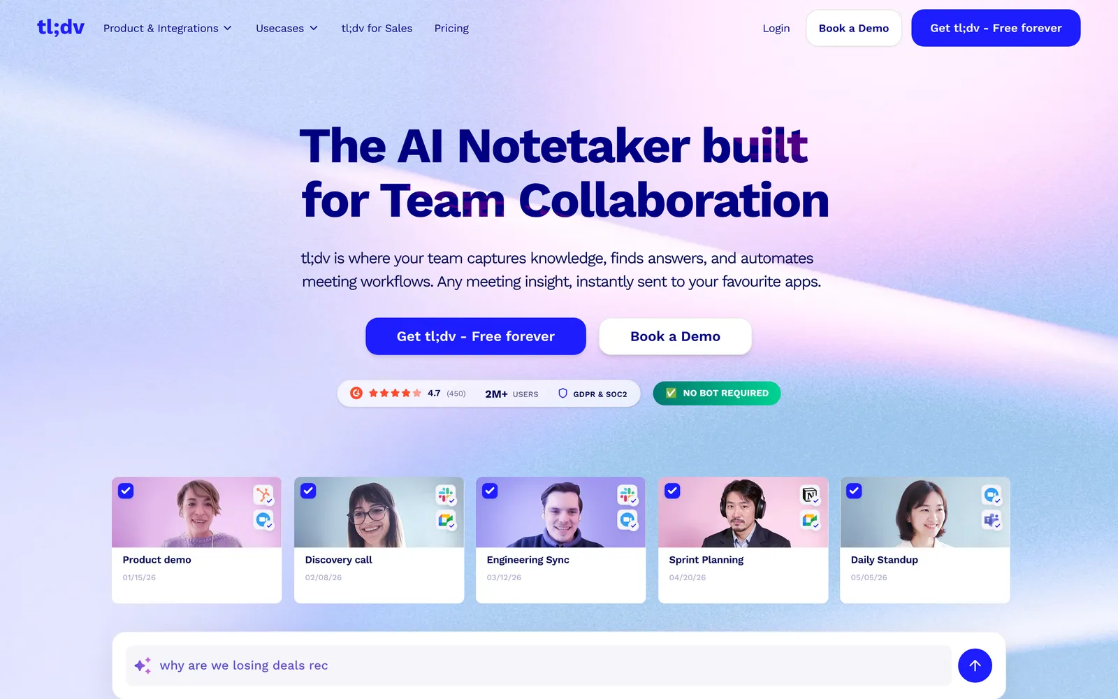 tl;dv lets you ask questions across meetings