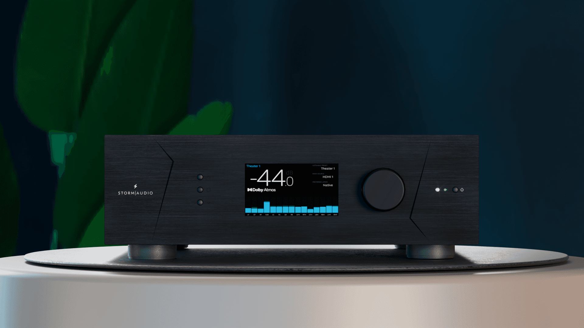 StormAudio AV processor with Dolby Atmos display